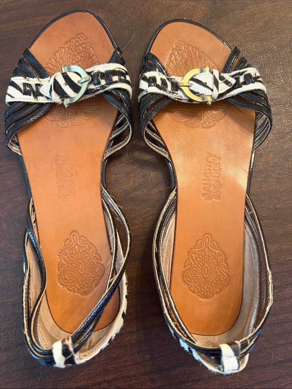 Naughty Monkey Sandals with Faux Zebra Hair